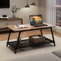 Tavolino da caffè in legno GARVEE, tavolino da soggiorno, tavolino con contenitore, tavolo moderno con struttura in acciaio e ripiano, tavolino da soggiorno, 100 x 50 x 46 cm