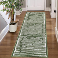 Tappeto Garvee lavabile a pelo corto 80x150 cm verde militare per soggiorno, camera da letto, sala da pranzo, cucina, corridoio