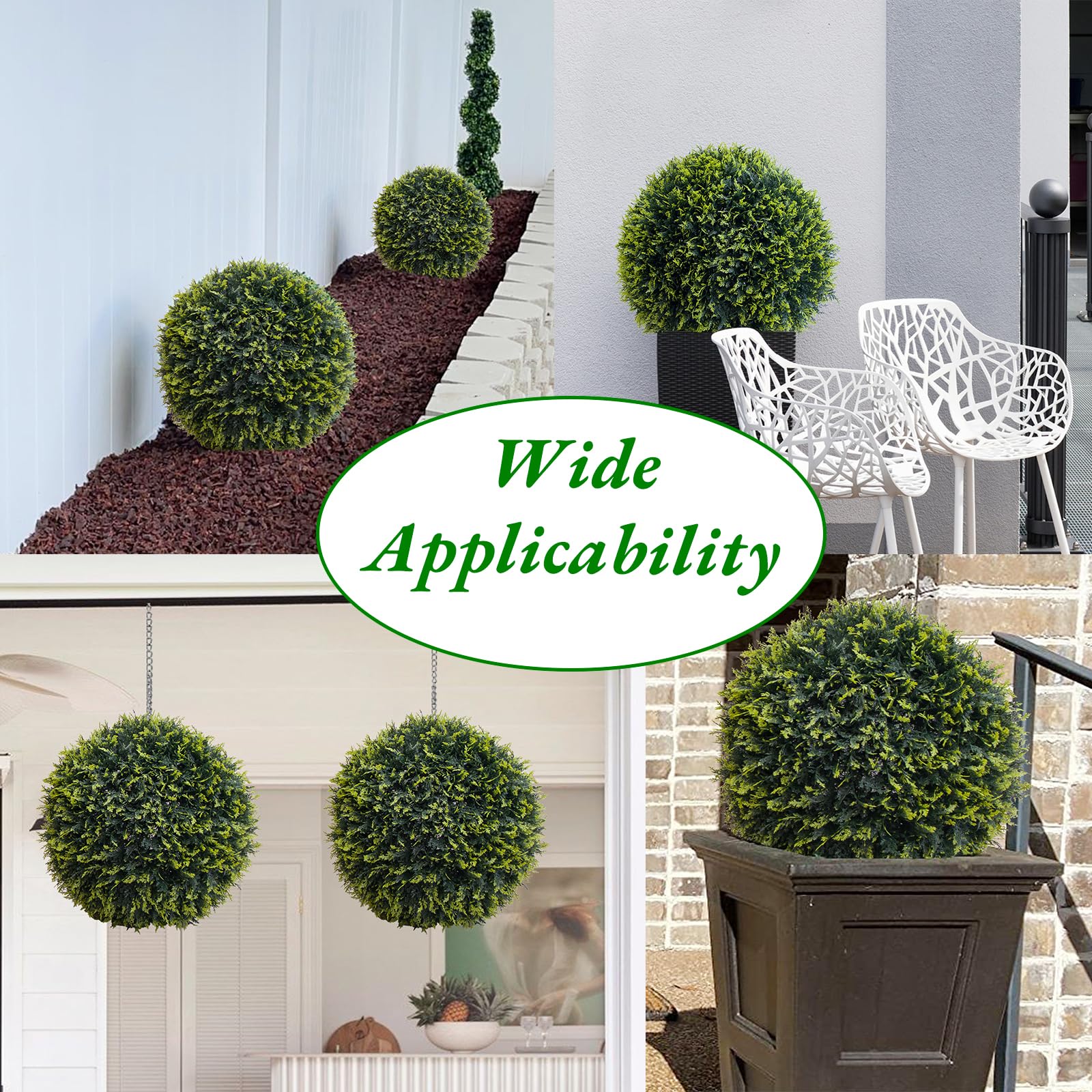 Sfere di cedro artificiale Garvee, set da 2, resistenti alle intemperie, senza manutenzione, materiale PE, per giardino e matrimonio, verde, 2 pezzi
