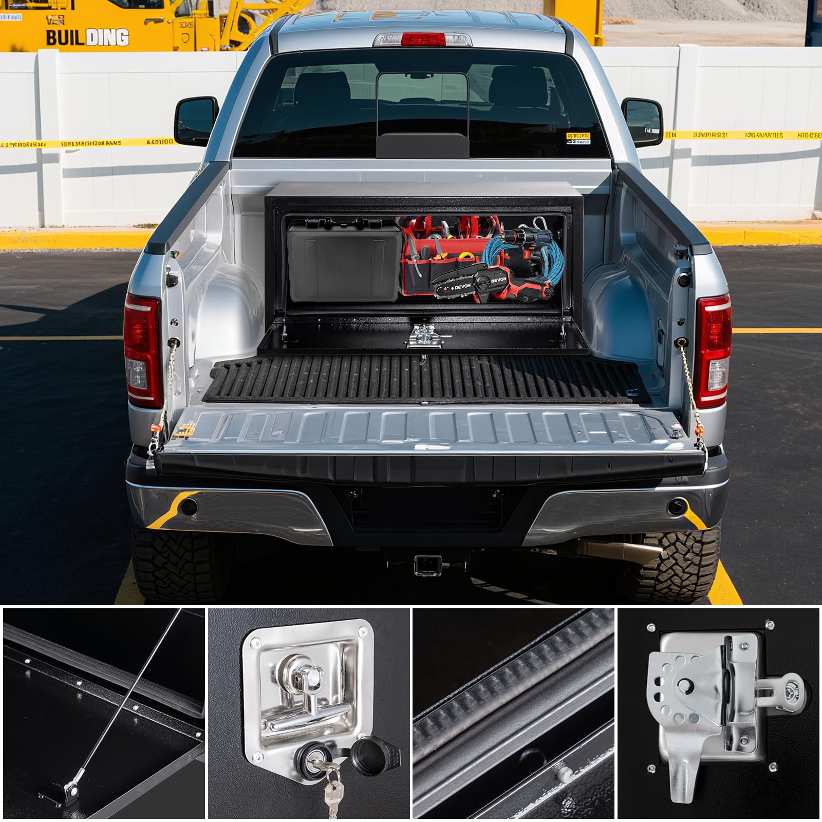 Cassetta Portautensili Garvee Acciaio Nero Impermeabile con Serratura - Ideale per Festa del Papà, Cantieri Edili e Deposito Attrezzi Camion