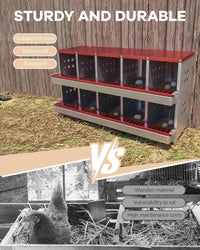 Nidi per polli in metallo Garvee, 10 fori, impermeabili, antiruggine, con ventilazione, trespolo per pollaio, durevoli