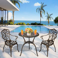 Set da esterno Garvee da 3 pezzi in alluminio pressofuso con foro per ombrellone per giardino, balcone, terrazza, finitura in ottone retrò, robusto ed elegante