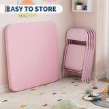 Garvee Set Tavolo e Sedie Pieghevoli Bambini, Struttura in Metallo, Pelle PU Impermeabile, Sicuro e Stabile, Facile da Riporre, per Camerette e Campeggio