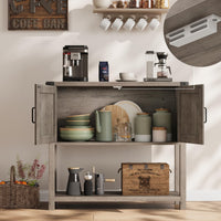 Tavolo consolle in legno Garvee Farmhouse con 2 ante per cucina e corridoio, 80x30x90 cm, grigio, robusto e multifunzionale