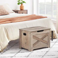 Panca portaoggetti Garvee con serratura di sicurezza, cassapanca in legno in stile country per corridoio e camera da letto, grigia