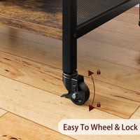 Supporto per stampante mobile Garvee di grandi dimensioni con prese di corrente e USB per ufficio e casa, struttura in metallo, MDF, legno, nero, 20,46"x15,76"x31,46"