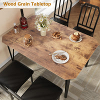 Set da pranzo Garvee per 4 persone con design smussato, sedie imbottite in PU, MDF e acciaio, marrone rustico, salvaspazio per cucine piccole
