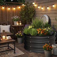 Aiuola rialzata Garvee, in metallo, 107x20 cm, rotonda, senza fondo, in acciaio zincato, antiruggine, per giardino, verdure, fiori, ecologica