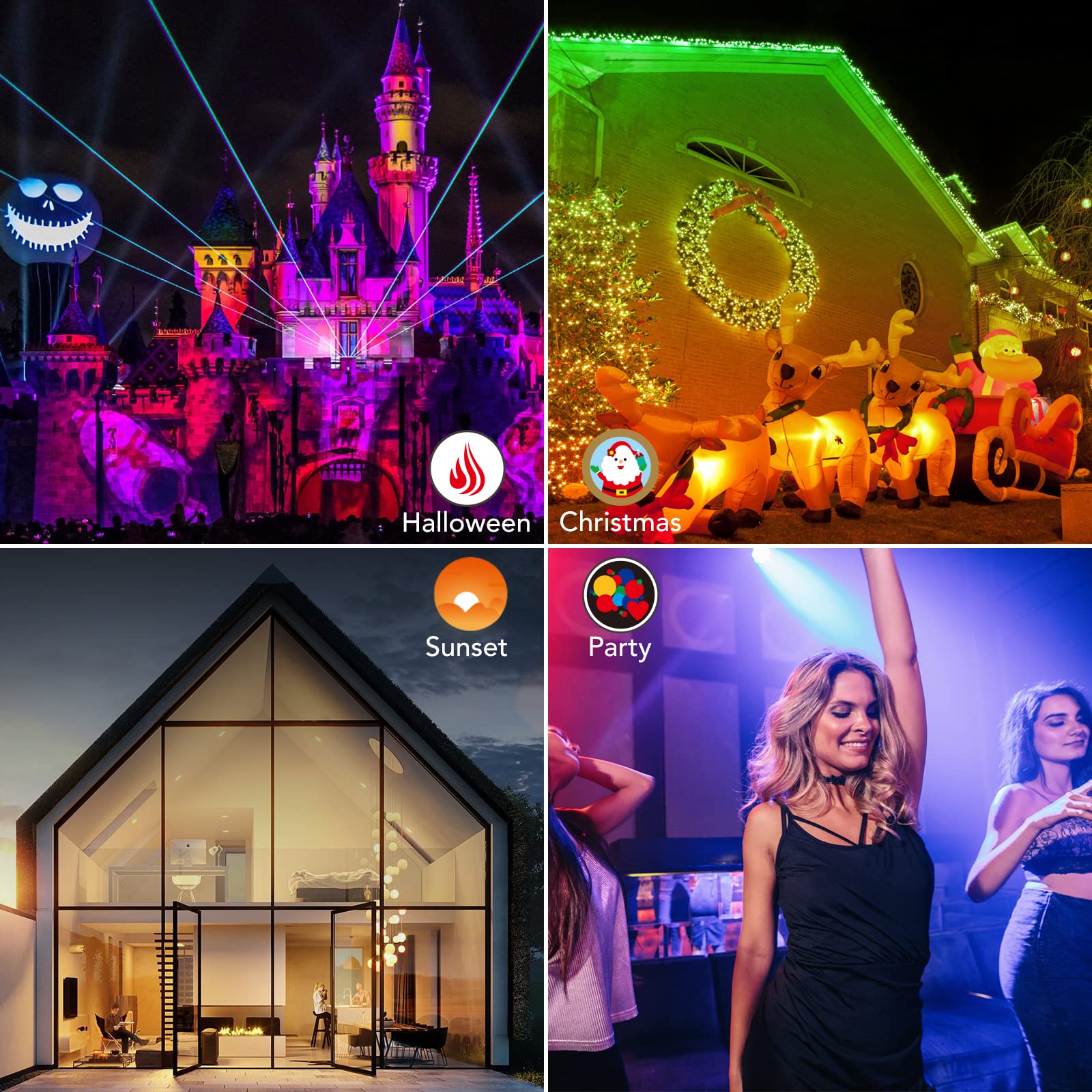 Proiettori LED RGB Garvee da 40 W, confezione da 2 proiettori LED per esterni, 10 modalità, impermeabili IP66, 256 colori, bianco caldo 3000 K, illuminazione da giardino