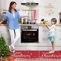 Garvee Küchenläufer 2er Set Rutschfest Waschbar Schneeflocken Leinenoptik Rot 40x60cm 40x120cm Festliche Weihnachtsdeko