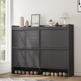 Garvee Mobile Porta Scarpe con 4 Cassetti Ribaltabili, Organizzatore in MDF Nero per Ingresso e Soggiorno, Salvaspazio, 47.2"x10.3"x36.6" - Black