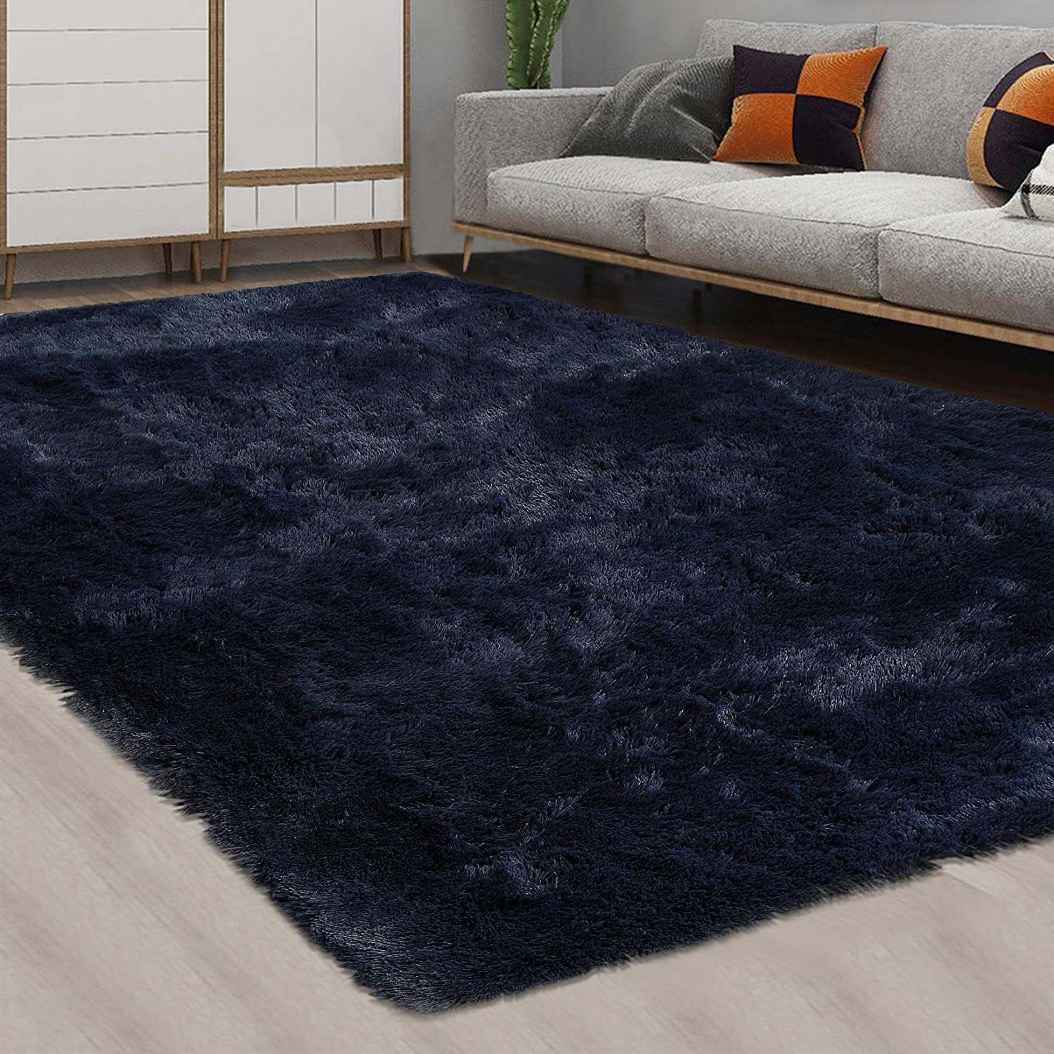 Tappeto Garvee Navy Extra Large 9' x 12' in soffice poliestere ad alta densità antiscivolo per soggiorno e cameretta dei bambini