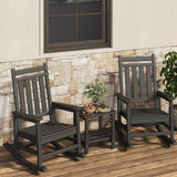 Set Garvee 2 Sedie a Dondolo Adirondack in HDPE con Tavolino, Resistente Tutto l'Anno, Schienale Alto, Supporto 172 kg, Bianco, per Patio e Veranda - Black