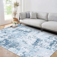 Tappeto moderno astratto Garvee 200 x 290 cm blu a pelo corto per soggiorno antiscivolo