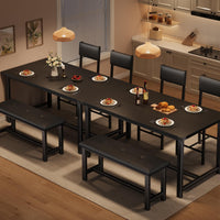 Set da pranzo Garvee per 4 persone con 2 posti imbottite e panca, MDF e acciaio, robusto, salvaspazio, per stanze e appartamenti di piccole dimensioni, grigio
