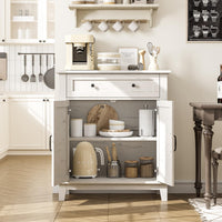 Mobiletto portaoggetti Garvee Farmhouse, ripiano regolabile a 3 livelli, 7 marce, bianco, per cucina e corridoio, 15,7x31,5x36 pollici, rustico