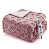 Garvee Heizdecke Elettrica 180x200 cm in Velluto e Pile per Casa e Campeggio, 6 Livelli Riscaldamento, Lavabile, Ultra Morbida, Sicurezza Certificata - Rosa