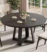 Garvee Tavolo da Pranzo Rotondo 119 cm per 4-6 Persone, Base a Croce in Legno, Design Moderno Nero, Soggiorno e Cucina