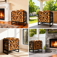 Garvee Portalegna in metallo piccolo, nero, compatto, per camino e patio, per interni ed esterni