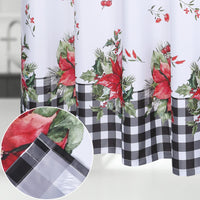 GARVEE Tenda da doccia natalizia in stile retrò con motivo floreale a quadri, lavabile, 89x183 cm, nero e bianco