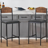 Garvee Set di 2 Sgabelli da Bar Marroni in PU con Schienale, Altezza 64 cm, Supporto 136 kg, Telaio in Metallo per Cucina e Bar - Retro Color