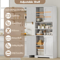 Mobiletto alto da bagno Garvee con 4 ante, ripiani regolabili, MDF, autoportante, bianco, per bagno e cucina, 62,0 cm x 30,2 cm x 170,2 cm