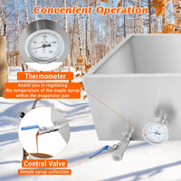 Evaporatore per sciroppo d'acero Garvee, 30x16x19 pollici, acciaio inossidabile 304, 21 galloni, 2 valvole, termometro per casa e esterni