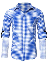 Camicia da uomo Garvee Slim Fit, tradizionale camicia a quadri per l'Oktoberfest, varie taglie, rosso e blu