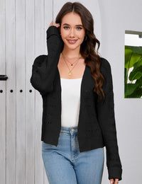 Giacca corta in maglia leggera da donna Garvee, elegante e casual, bolero estivo, nera, taglia M, per occasioni festive e vita quotidiana.