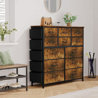 Cassettiera Garvee con 12 cassetti, tessuto, struttura in metallo, piano in legno, per camera da letto e corridoio, robusta