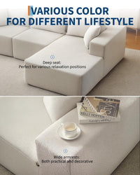 Divano componibile modulare Garvee da 108" con chaise longue a forma di L, tessuto polimerico Boneless Comfort, versatile per il soggiorno