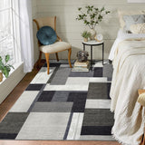 Garvee Tappeto Moderno Geometrico Patchwork 160x230 cm Basso Pelo Antiscivolo Resistente Macchie Lavabile Morbido Kaschmir Sintetico Soggiorno Camera - Cenere