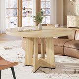 Garvee Tavolo da Pranzo Rotondo 119 cm per 4-6 Persone, Bordo Rinforzato, Base Pedestal Robusta, MDF, Cucina e Soggiorno, Design Minimalista, Multiuso