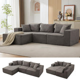 Garvee Divano Modulare 274 cm L-Shape Chaise Comfort Profondo Tessuto Lino-Cotone Grigio Soggiorno