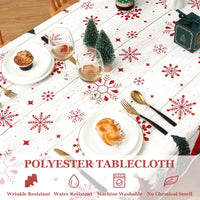 Garvee Nappe De Noël rettangolare 137x200 cm con motivo a spillo, venature del legno, cotone, facile da pulire, decorazione natalizia, runner da tavola festivo