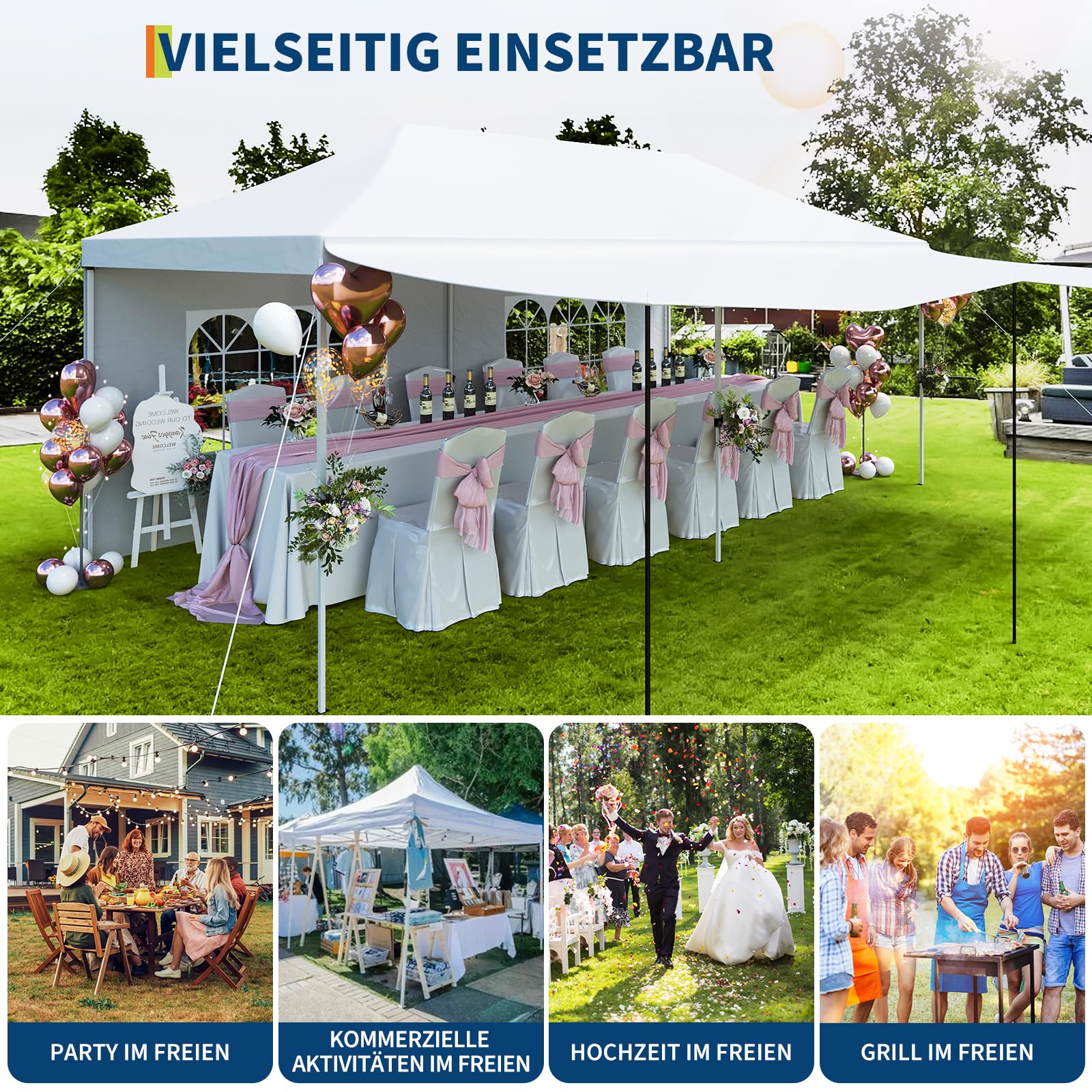 Gazebo 3x6M pop-up Garvee Heavy Duty tenda a baldacchino con 6 pannelli laterali rimovibili per feste commerciali, altezza regolabile, finestre trasparenti, nero