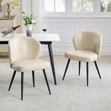 Set di 2 sedie da pranzo Garvee in pelle ergonomica con gambe in acciaio per cucina e sala da pranzo, altezza seduta 23,2" neutra - Bianco