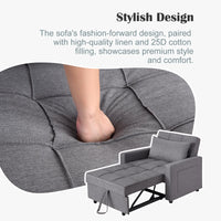Divano letto/poltrona letto 3 in 1 Garvee con funzione letto, tessuto di lino, salvaspazio, 192 x 96 x 59 cm, grigio