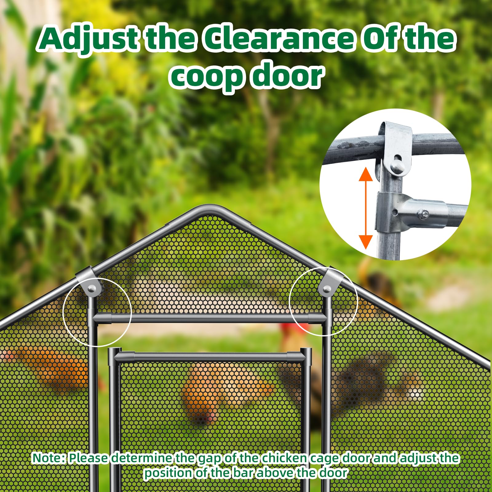 Pollaio in metallo Garvee Large 3 x 4 x 1.95 m – Due scomparti, struttura in tubo di acciaio triplo rinforzato per giardino e fattoria