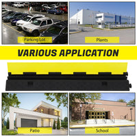 Rampa di protezione per cavi Garvee da 3 pezzi, 2 canali, capacità di carico di 11000 libbre, gomma antiscivolo in PVC per parcheggi e cantieri edili