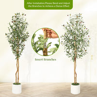 Albero di ulivo artificiale Garvee da 1,5 m con rami regolabili, seta artificiale, vaso bianco per soggiorno e ufficio, verde realistico