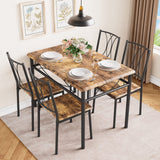 Set da pranzo Garvee per 4 persone con design a doppia C, tavolo da cucina compatto, piano in MDF, marrone retrò, salvaspazio, stanze piccole - marrone