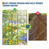 Traliccio da giardino in metallo Garvee 51"x66" nero, antiruggine, design barocco, 2 pezzi, supporto per piante per rose e ortaggi in giardino