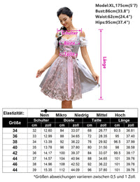 Garvee - Set Dirndl da donna, 3 pezzi, abito tradizionale corto midi con grembiule Dirndl e camicetta Dirndl per l'Oktoberfest, grigio, taglia 40