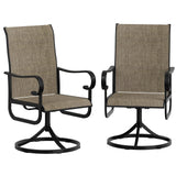 Garvee Set 2 Sedie Girevoli 360° Patio Con Schienale Alto Ergonomico, Tessuto Textilene Resistente, Struttura In Acciaio Antiruggine, Rocker 15° Per Giardino E Piscina, Nero - Brown
