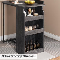 Set tavolo e sedie da bar Garvee con piano semicircolare in stile retrò, 3 ripiani, sgabelli rivestiti in pelle per cucina e ufficio, moderno, salvaspazio