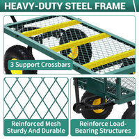 Carrello da Giardino Garvee Acciaio Resistente 900 libbre, Lati Rimovibili, Pneumatici 10" - Ideale per Festa del Papà, Cortile e Prato