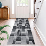 Tappeto moderno a pelo corto Garvee con taglio sagomato, motivo geometrico, nero, 80x150 cm per soggiorno e camera da letto - Nero