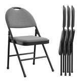 Garvee Set di 4 sedie pieghevoli con seduta imbottita, tessuto in cotone e lino, robuste strutture in metallo, pieghevoli, comode per cucina e ufficio - Grigio scuro