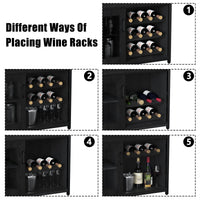 Mobile bar per vino Garvee a 3 ripiani con portabottiglie rimovibile, portabicchieri per cucina e bar, 27,2"L x 13,8"P x 36,2"A, MDF e ferro nero